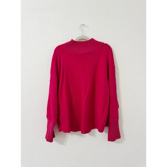 Anthropologie Maeve Logan Turtleneck Sweater Hot Pink Magenta XL - Picture 3 of 5